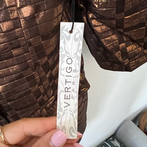 NWT Vertigo Paris Amelia Metallic Coat in Bronze - Picture 10 of 11